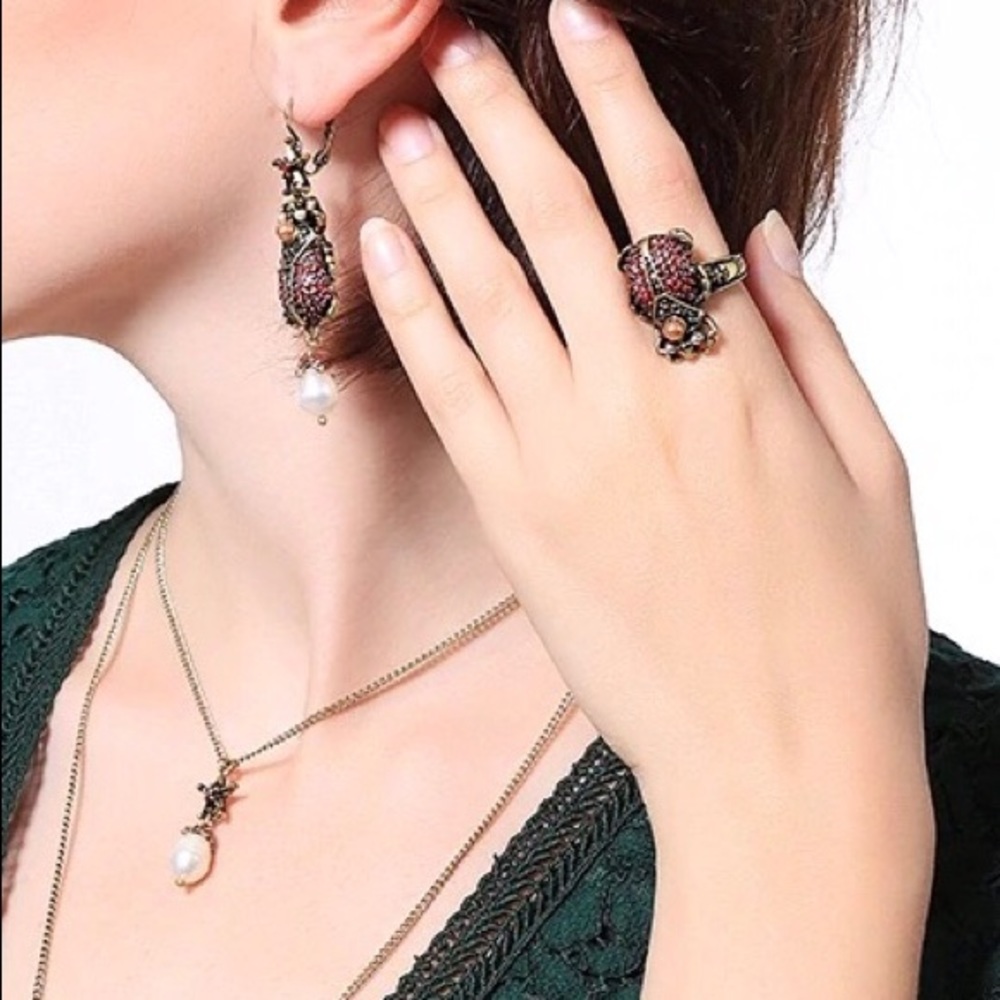 Art Deco style scarab beetle  dangling earrings